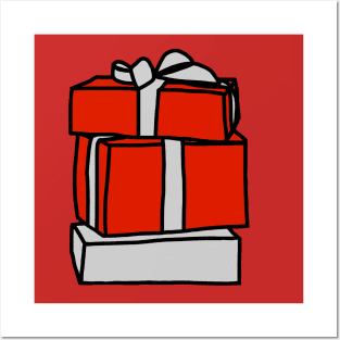 A Stack of Three Wrapped Christmas Gift Boxes Posters and Art